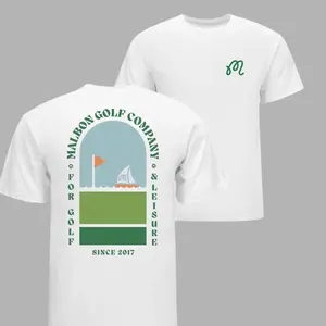 Malbon Golf Company Leisure T-Shirt, Minimal Arch Logo Coastal Graphic Tee, Vintage Golfcore Streetwear Shirt for Men Women Clean Aesthetic Trend 2026