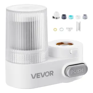 【DealsForYouDays】VEVOR Faucet Mount Water Filter, Vertical Water Purifier for Sink Tap, Carbon Fiber Filters, Removes Chlorine Lead with 1 Filter, Fits Most Kitchen or Bathroom Faucets, WhiteSummervibes