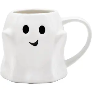 14 Oz Halloween  Coffee Mug - White Cute Ceramic Ghost Pattern Ghostface Mug Coffee Cup Halloween Accessories Birthday Gifts