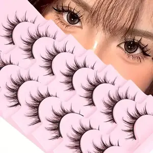7 Pairs Manga Lashes - Natural Look Anime Eyelashes, 3D Volume Wispy Fluffy Spiky Design for Cosplay and Daily Wear, Fluffy False Eyelashes