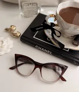 Kitty Eyeglasses Women Cat Eye Slim Fit Removable Clear Lenses Fashionable Stylish Everyday Wear Glasses for Female Sleek Design Modern Aesthetic