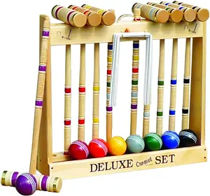 CROQUET SET & CADDY 8 Player 24" Maple & Brass Amish Handmade USA