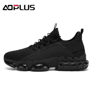 Summer men's new fly-ribbed breathable sports shoes, comfortable air-cushioned men's shoes, anti-slip rubber sole fitness and exercise shoes, suitable for all seasons' casual wear