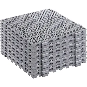 12 pieces modular interlocking cushion 116 x 116 rubber floor tiles with holes nonslip splicing drainage mat for pool shower bathroom kitchen patio balcony yard pet area
