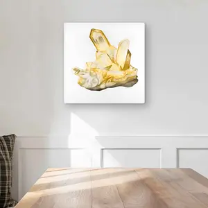 212 MAIN Citrine Stone-Aluminium Mineral Print Artwork, 16x16 in Fading-Proof Yellow Minerals Wall Art with Uplifting Properties for Bedroom Home Decor