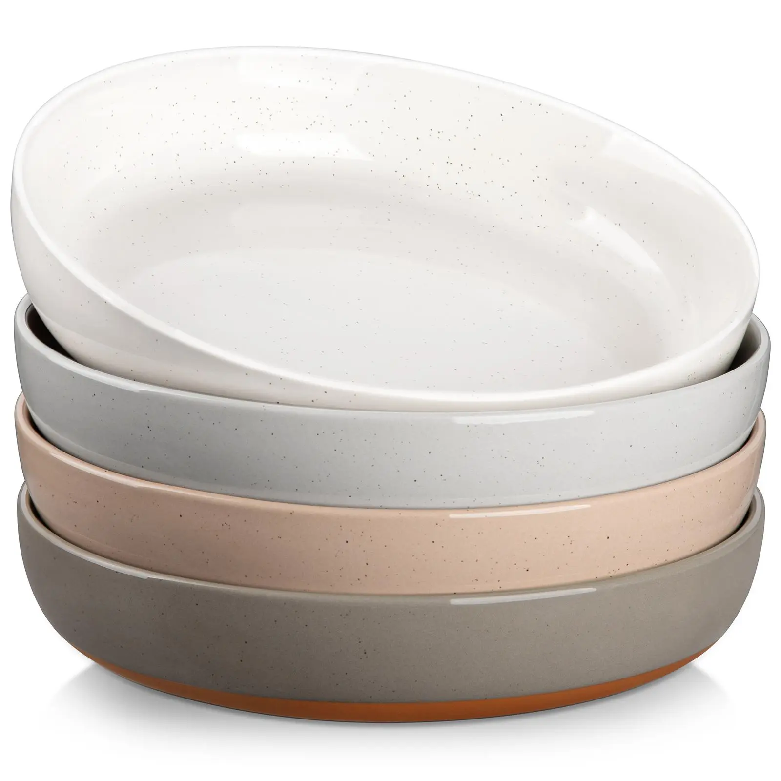 MALACASA 4/6-Piece Durable Ceramic Salad Plates Set, Microwave & Dishwasher Safe, Stackable Pasta Bowls for Kitchen, Dining, and Serving Winter Holiday summerwins