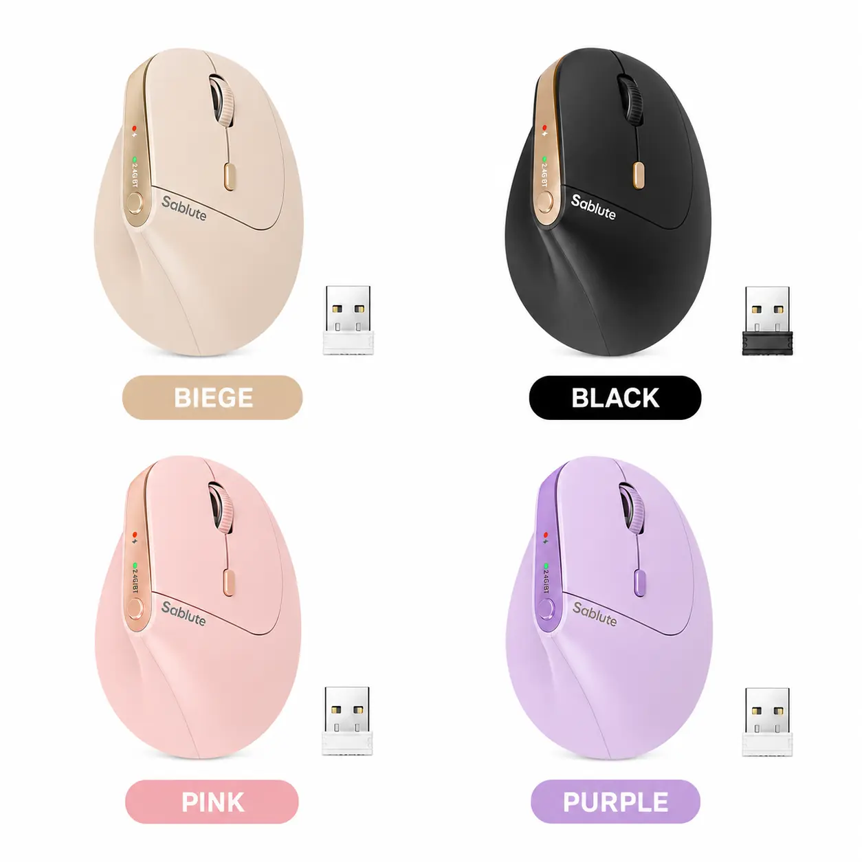 SABLUTE MAM3 Ergonomic Mouse, Bluetooth Mouse for Small/Medium Hands,Dual-Device Connectivity for Computer/Laptop,  Rechargeable Wireless Vertical Mouse with 4 Adjustable DPI  for  Window,Mac OS,Black,back to school,back to school haul