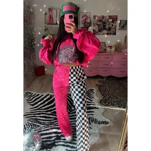 The double trouble Pink zebra and black and white checkered pants READY TO SHIP