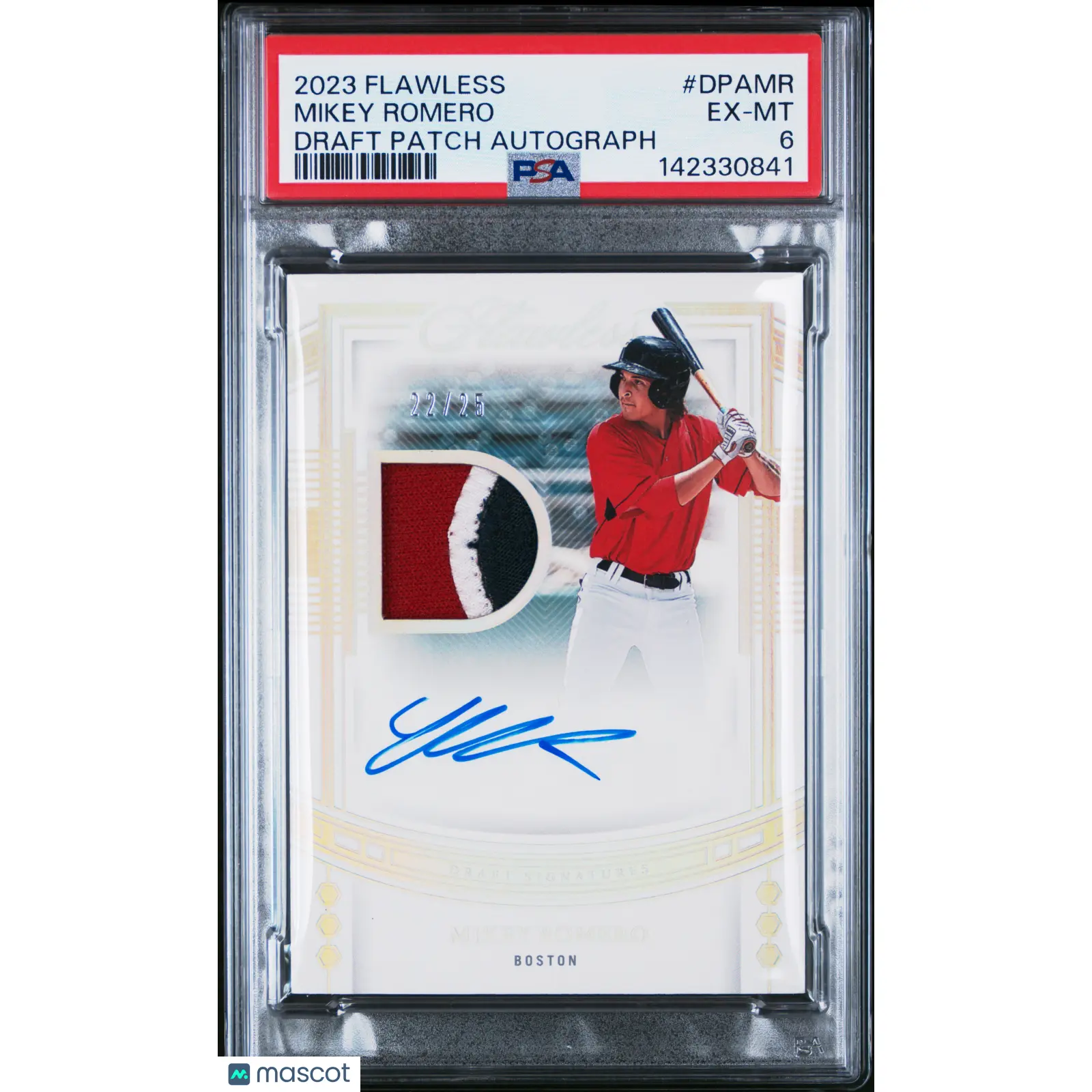 2023 Panini Flawless Draft Patch Autographs Mikey Romero 22/25 #DPAMR PSA 6