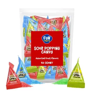 Sour Popping Rocks - 40 Mini Packs - Easter Candy - Sour Popping Candy Individually Wrapped - Easter Eggs Fillers - Assorted Fruit Flavors - Party Favors