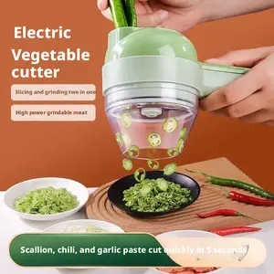 4-in-1 Vegetable Chopper Household Multifunctional Garlic Masher Kitchen Garlic Slicer Electric Vegetable Chopper Garlic Grinder