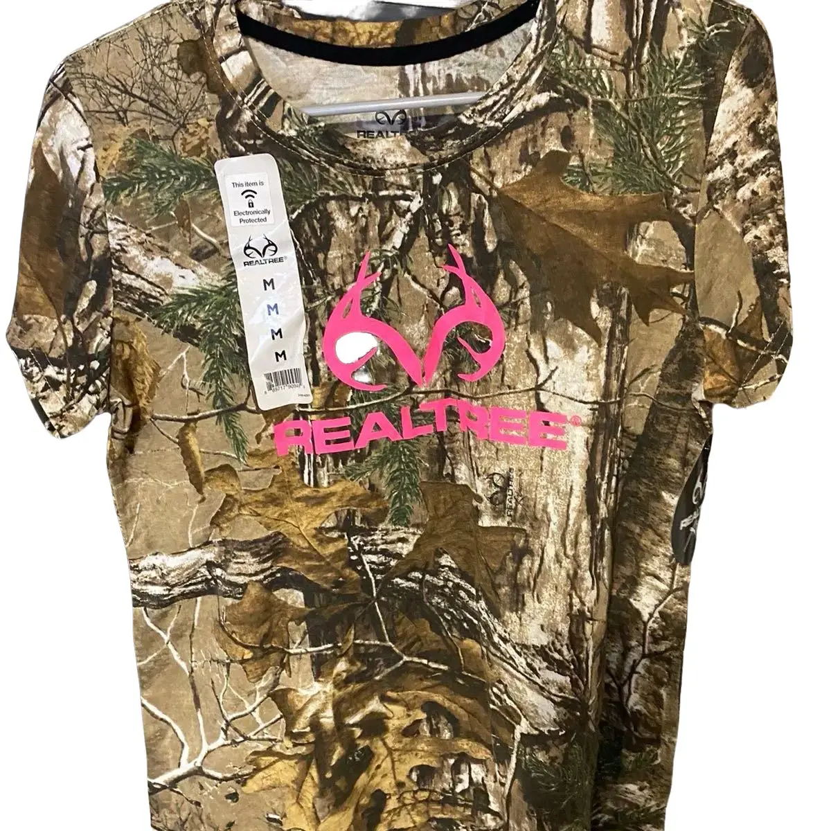 Real Tree Pink Letter Women's Tee Shirt in S, M, XL Sizes - Top for Women