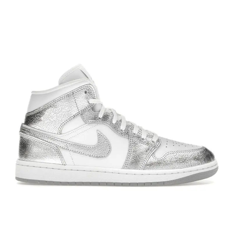Jordan Women's 1 Mid SE Metallic Silver Basketball Shoes, from StockX