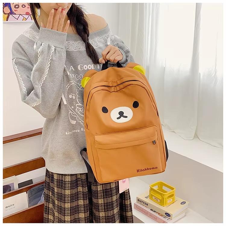 Hot Cute Bear Rilakkumas Backpack Large Capacity Anime Cartoon Backpack Stylish Student School Bag Nylon Shoulder Bags Schoolbag