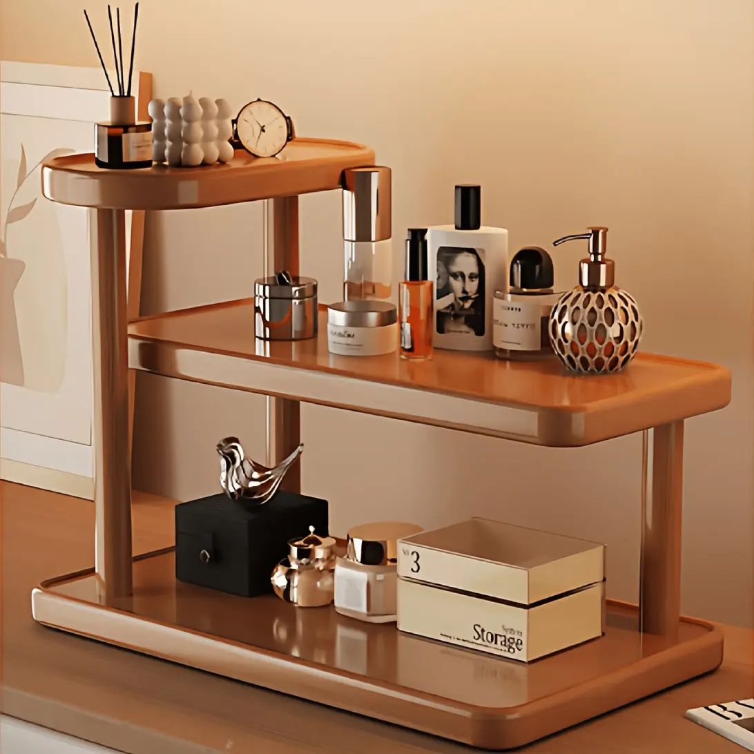 Multi-layer desktop storage rack, Coffee cup holder, Brown Countertop Storage rack, Countertop Organizer, Desk Tidy, Desk Top Organizing, easy to assemble, saves space, suitable for home decoration, Multi Purpose Organizers