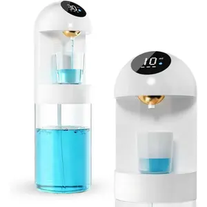 Upgraded Automatic Mouthwash Dispenser with 4 Dispensing Levels for Bathroom-  Mouth Wash Dispenser Sets with 20.3 FL Oz Container,2 Cups & Wall Mount Accessories for  & Family,White