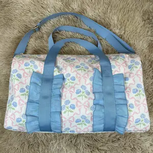 Floral bow ruffle women weekend bag duffle bag
