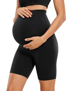 CRZ YOGA Womens Butterluxe Maternity Yoga Biker Shorts Over The Belly 6" - Pregnancy Workout Running Athletic