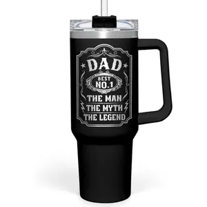 40 oz Portable Stainless Steel Insulated Water Bottle Tumbler - Insulation, Refillable, Non-Plastic, Tasteless, Travel-Friendly, Dad's Mug with Handle, Straw Lid, Ideal for Father's Day, Birthday Gifting (Kitchenware, Drinkware), Refillable Water Bottles