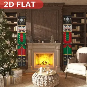 2D FLAT 1pair Christmas Nutcracker Door Banners for Front Door Porch Wall, 1x6FT Polyester Banner, All-Weather Polyester Door Hanging for Indoor/Outdoor Holiday Decor, Xmas Nutcracker Door Decorations Outdoor Indoor, Easy to Hang