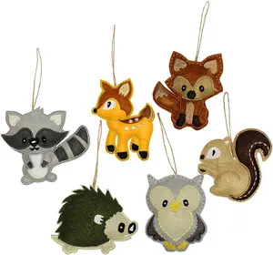 Plush Animal Christmas Ornaments (Set of 6)