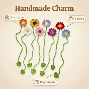 8pcs Handmade DIY Crochet Daisy and Sunflower Bookmarks, Perfect Gift for Book Lovers, Anniversary, Graduation, Memorial gifts for friends, students, teachers in graduation season，Suitable for home curtain clip or car decoration accessories