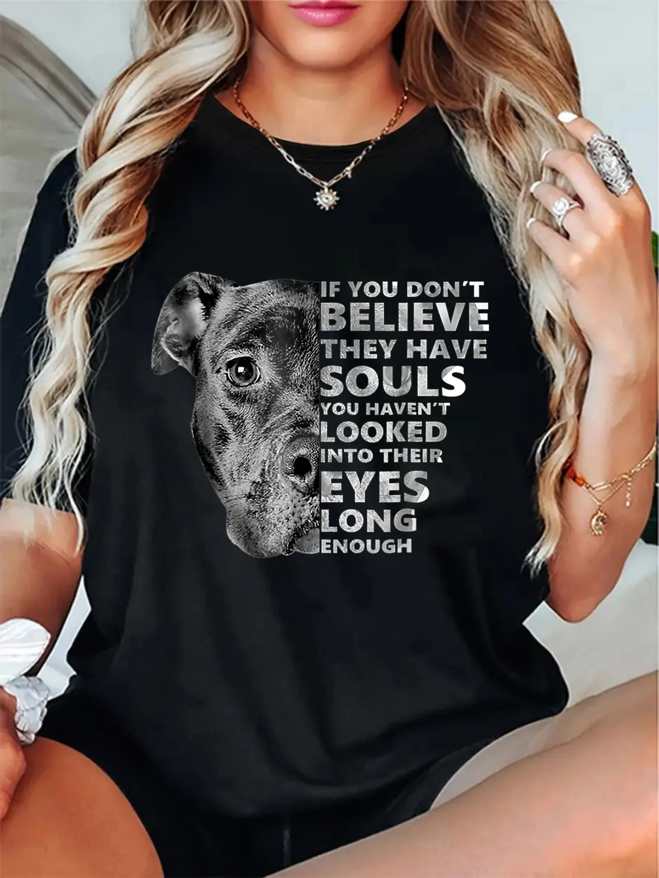 100% Cotton Unisex Soul Pitbull I Love Pitbull Dog Lover Tshirt T-Shirt Casual Graphic Printed Tee