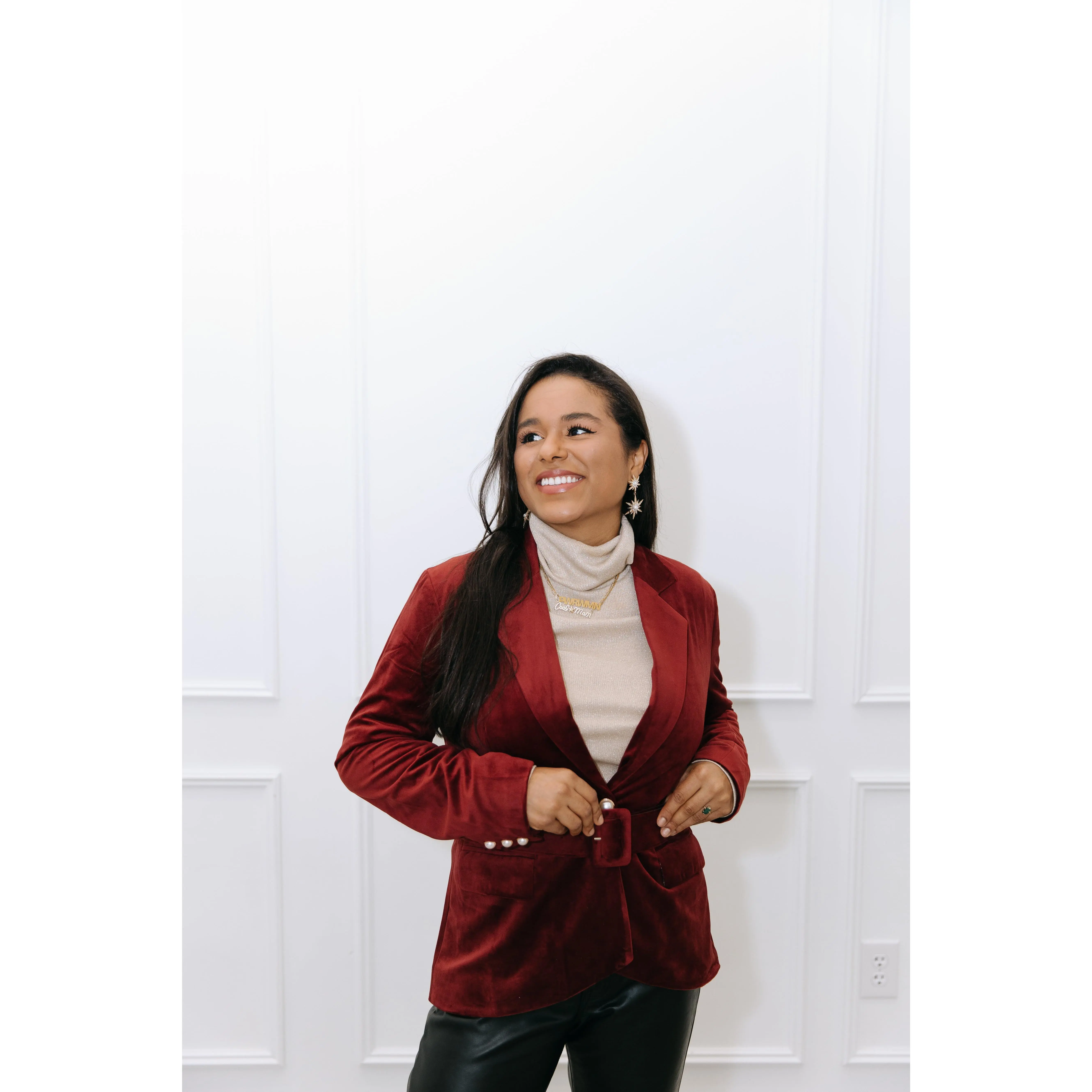 The "So Scarlet it Was Maroon" Burgundy Velvet Women's Blazer