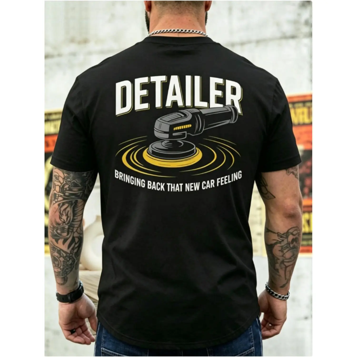 Car Detailer Polisher "Bringing Back That New Car Feeling" T-Shirt Men'S Vintage Car Repair Style T-Shirt Polisher Element Ambiance Full