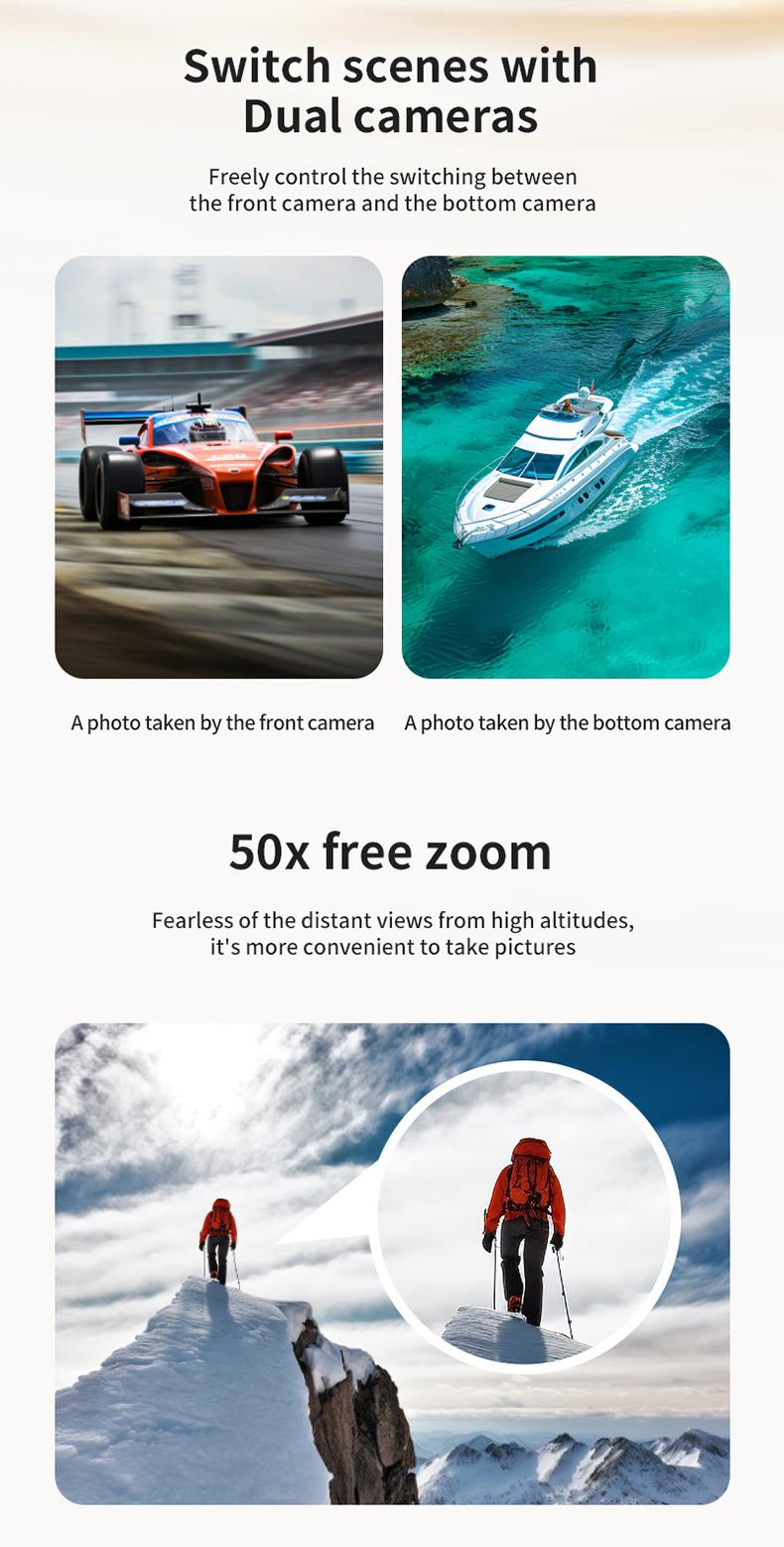 Folding Selfie Drone with HD Camera Gesture Control & Auto Follow Me Quadcopter for Adults Gesture Control, Waypoint Flight, Stunt Mode, 360° Protection, One-Key Operation foldable optical flow positioning obstacle avoidance