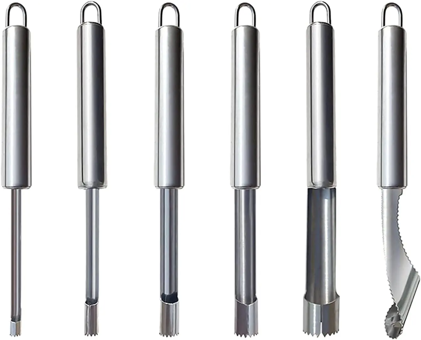 Fruit and Vegetable Corer Tool, Multi-Function Stainless Corer and Pitter Remover Set for , Pear, Cherry, Jujube, Red Dates, Berry, Chili, Jalapeno Pepper, Tomato,  - 6 count