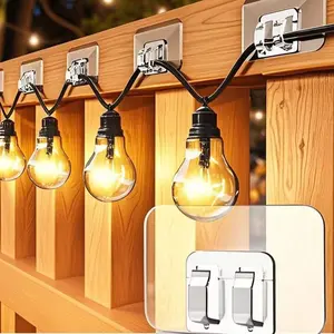 Plastic Transparent Hooks for Outdoor String Lights, Cable Clips, Side Hooks, Waterproof Self-Adhesive, UV Resistant, Christmas Light Hangers, Hanging Hook