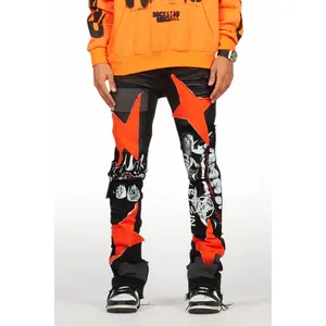 Vadim Black Patchwork Stacked Flare Jean