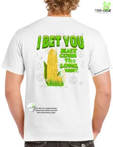 I bet you eat corn the long way - Men's Funny T-shirt Menswear Top Tshirt Shortsleeve Casual Graphic Print Tee Crewneck