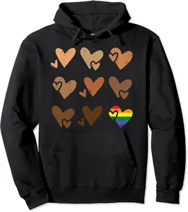 Black Lives Matter Hearts Brown Skin BLM LGBTQ Gay Pride Pullover Hoodie - Williamze Shop 73B09474S4D4