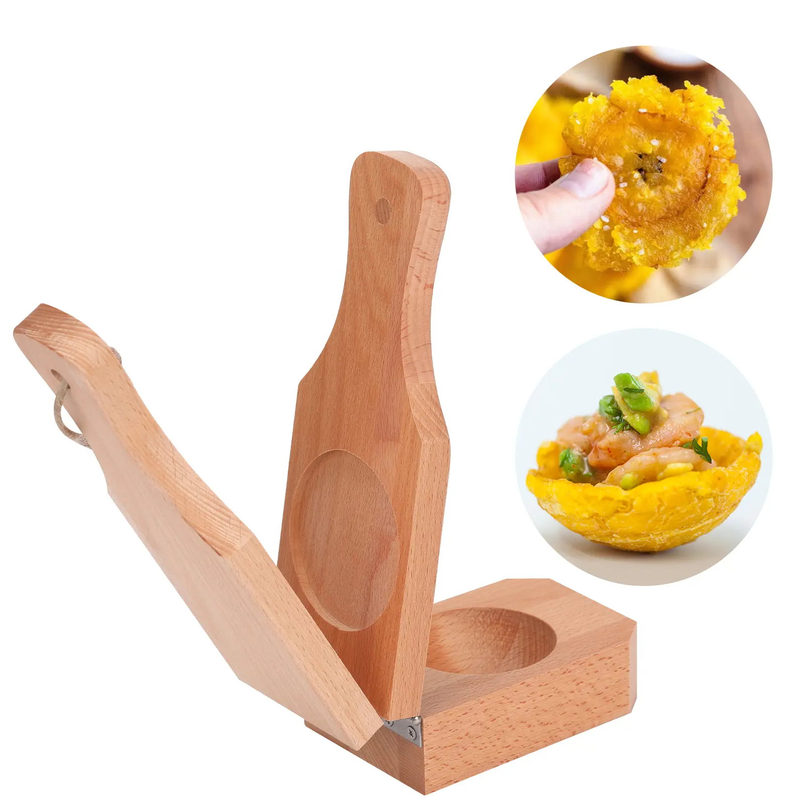Wood Tostonera Plantain Press Maker Joochi Jumbo Wooden Crispy Green Plantain Chips Tostones Cups Press Smasher for Fried Plantains Kitchen Patacones tostones Food Mills Tools & Gadgets Utensils