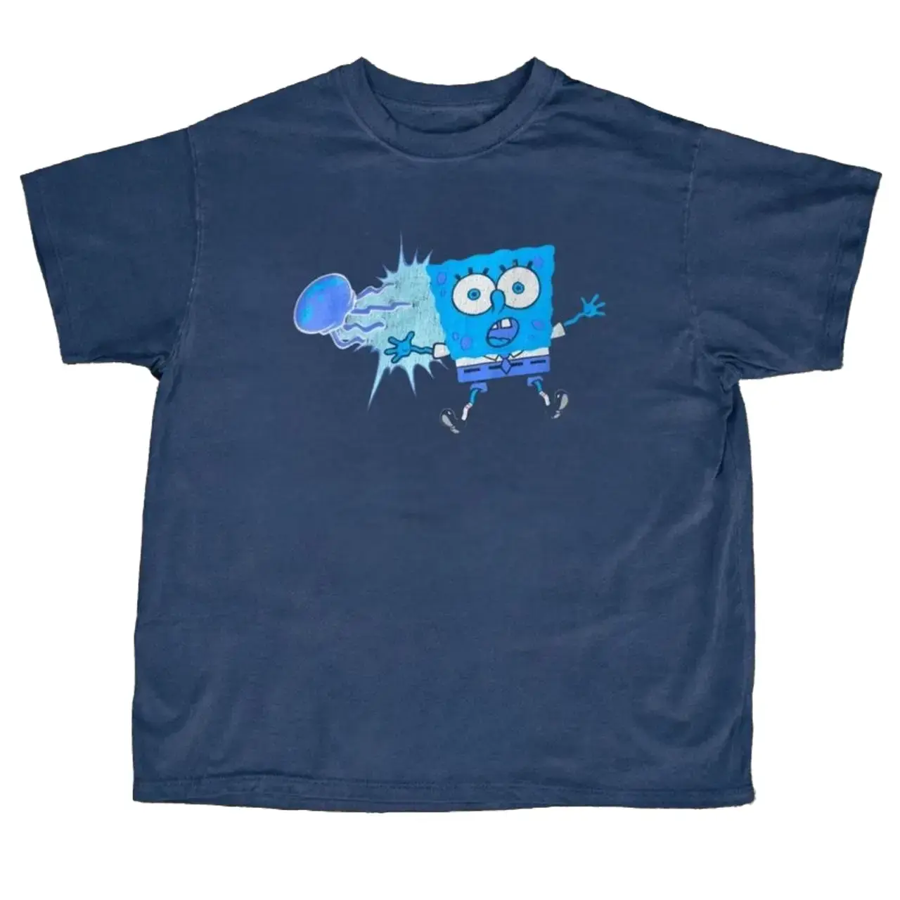 Women's Casual Short-Sleeve Breathable Classic T-Shirt - Funny Cartoon Jellyfish Shock Meme Graphic Top, Unisex Gift, Tops, Shortsleeve, Cotton, Fabric, Round Neck, Soft, Everyday, Printed, Fit
