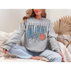[SALE UP TO 49%] Retro OKC Basketball Sweatshirt | Vintage Style Oklahoma City Crewneck for Men and Women | OKC Basketball Shirt | Playoff Basketball