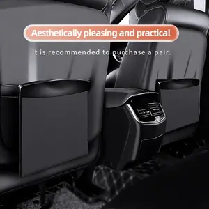 One PU Leather Car Trash Bin, Hanging Car Rear Trash Bag, Sealed, Leak Proof, Odor Free, Portable Car Storage Box, Large Capacity Trash Bags, Distribution: Copilot Mounting Bracket 2, Disposable Trash Bags 20