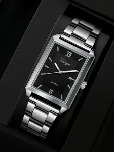 Men's High-Quality Business Fashion Quartz Wristwatch, Square Analog Face, Metal Case, Buckle Closure, Perfect Gift for Daily Use, Birthdays, Thanksgiving