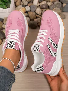Women's Spring Fall New Large Size Round Toe Thick Sole Low Cut Single Shoe Lace Up Milk Texture Casual Outdoor Sports Shoes