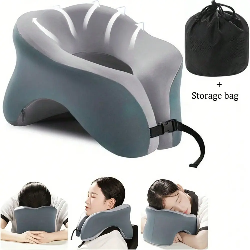 Travel Pillow For Airplanes With 360 Head Support, Memory Foam Neck Pillow Airplane, Travel Neck Pillow With Storage Bag, Home, Office, And Gaming, Compatible for Portable U-Shaped Travel Memory Foam Sleeping Office Nap Car Airplane Neck Cushion