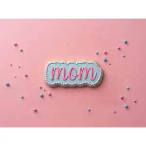 Mom Cookie Cutter with Script Stamp & Outline - 2", 3", 4" Sizes - Bakeware Utensil for Mother's Day, Baby Shower, Utensils