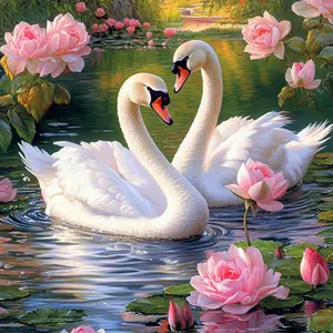 Swan Pattern DIY Diamond Arts Colorful Painting Kit without Frame, 5D Diamond Arts Colorful Painting Kit, Wall Art Decor for Home