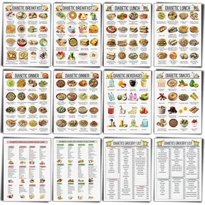 12 Pcs Diabetes Food List Diabetes Meal Chart Information Diet Plan, Low Carb Foods List for Blood Sugar Control