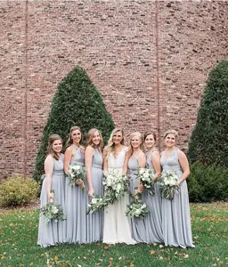 Silver Light Grey Long Maxi Infinity Dress - Convertible Formal Multiway Wrap Evening Dress for Bridesmaids