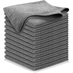Microfiber Cleaning Cloth - 12Pcs(12.5x12.5 inch) 1200 Washes, Ultra Absorbent Car Towel Traps& Liquid for Streak-Free Mirror Shine Kitchen