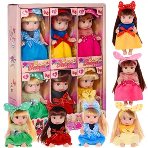 6Pcs Cute Princess Mini Doll Set with Bunny Ear Headbands, Fashion Outfits, Dress-Up Pretend Play Toys, Safe Non-Toxic for Kids 3+, Ideal Birthday Gift for Little Girls, Collectible Small Dolls