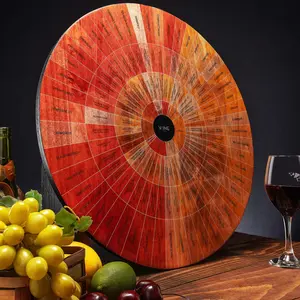 Wine Wheel Handcrafted Wood - for Both Amateurs and Connoisseurs, A Guide to On Tasting, Identifies Primary, Secondary & Tertiary Flavors, as Well As Colors - Use as is, Decor or Cheeseboard (Glossy)