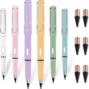 Everlasting Inkless Infinity Pencil,12pcs Unlimited Forever Eternity Pencil That Doesn't Need To Be Sharpened,Infinity Reusable Pencils for Writing, Drawing, Sketch Pencil with Eraser Inside